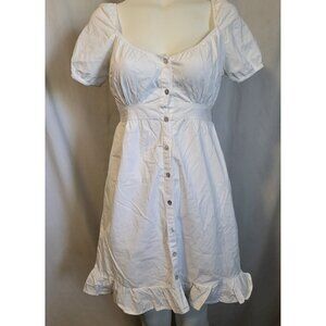 Sim & Sam White Button Up Dress Fit & Flare Size XS Ruffles At Bottom NWT